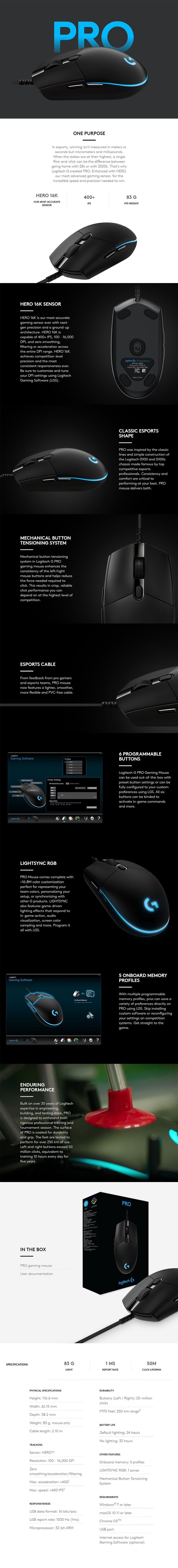 Logitech G Pro Gaming Mouse with HERO 16K Sensor - Desktop Overview