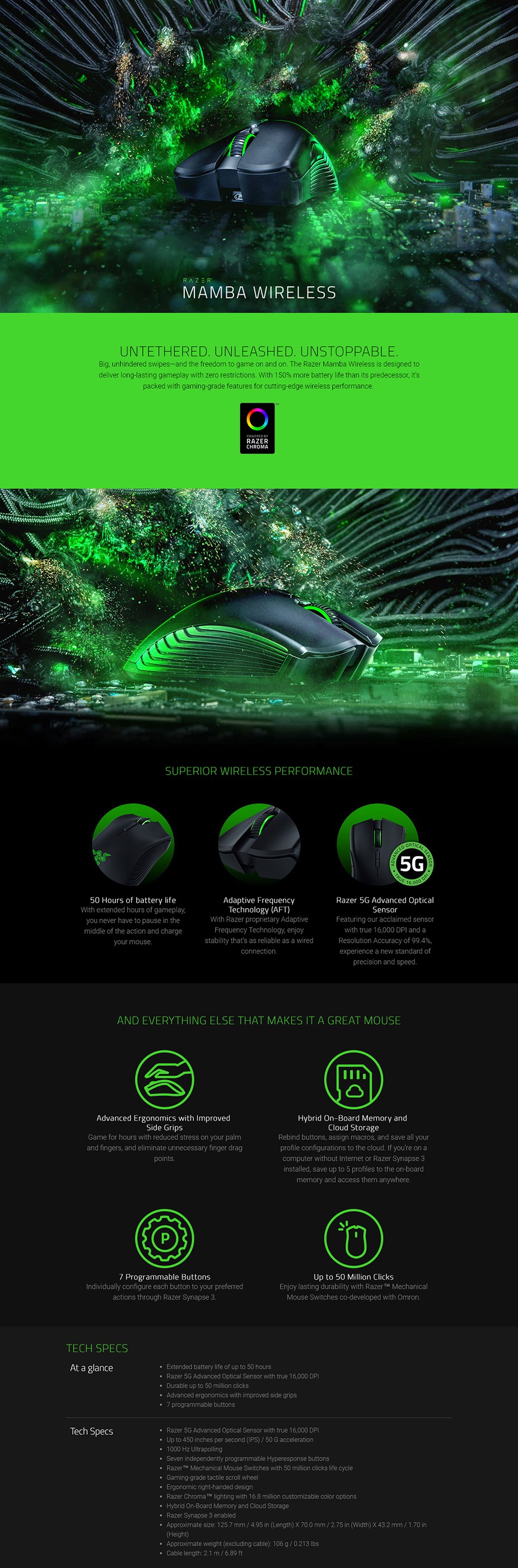 Razer Mamba Wireless Gaming Mouse - Display Overview 1